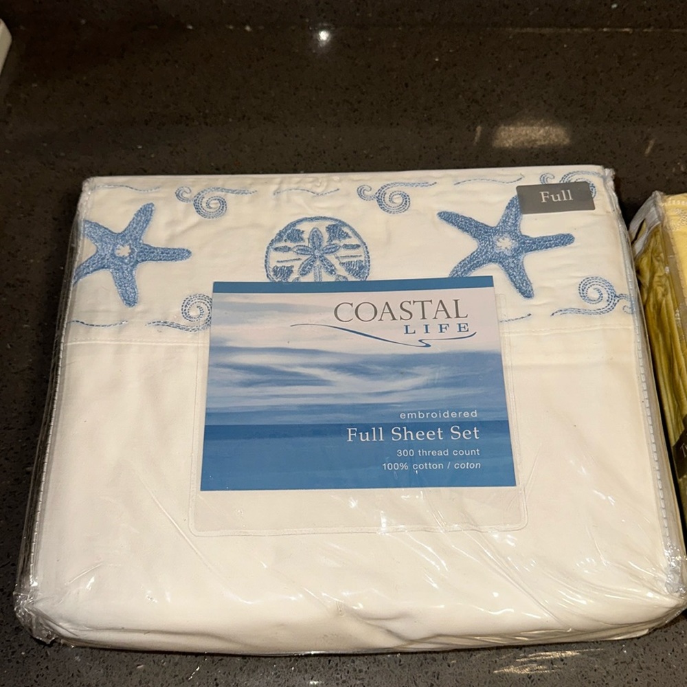 Coastal Life embroidered Full Sheet set
